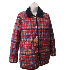 Reverseable  pea coat, plaid on one side, navy on other